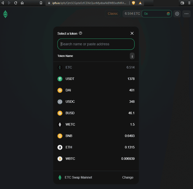 ETCswap Assets